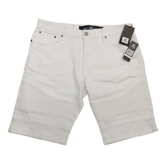 NWT X-ray Jeans White Denim Moto Shorts Mens Size 34 Style : Xms-9613 - Picture 1 of 16
